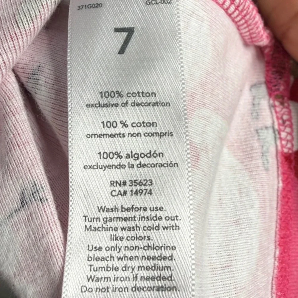 Carter's Kids‎ Girls 7 Pink Christmas Long Sleeve Pajama Top Holiday Loungewear